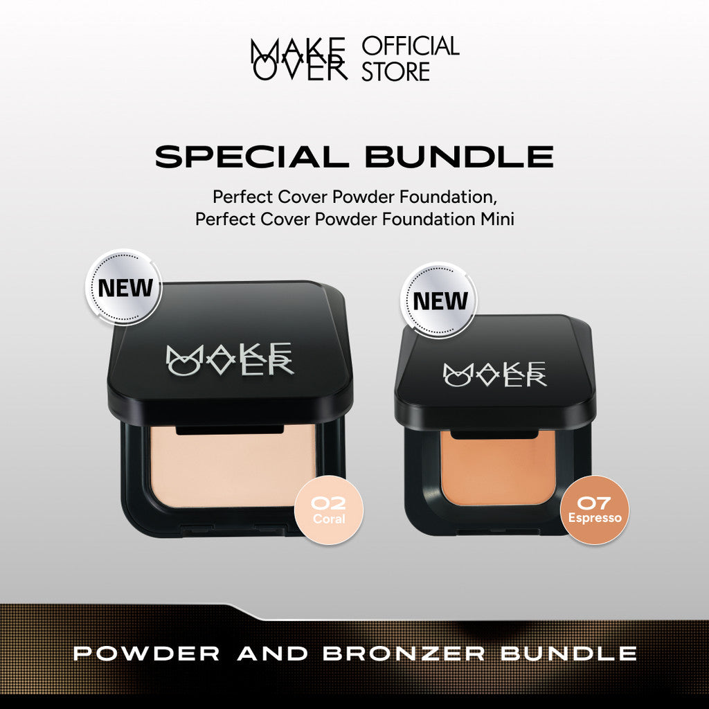 [SPECIAL BUNDLE - 2in1] Powder and Bronzer Bundle: NEW! Perfect Cover Powder Foundation + NEW! Perfect Cover Powder Foundation Mini Shades Espresso - Paket Lengkap Bedak Padat TWC Two Way Cake untuk Complexion dan Bronzer