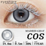 Eyeshare Softlens Big Eyes Merah Biru Ungu Abu-abu Merah Muda 14.5MM 1Pasang Lensa Kontak Cosplay Mata Halloween Softlen