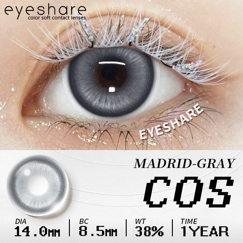 Eyeshare Softlens Big Eyes Merah Biru Ungu Abu-abu Merah Muda 14.5MM 1Pasang Lensa Kontak Cosplay Mata Halloween Softlen