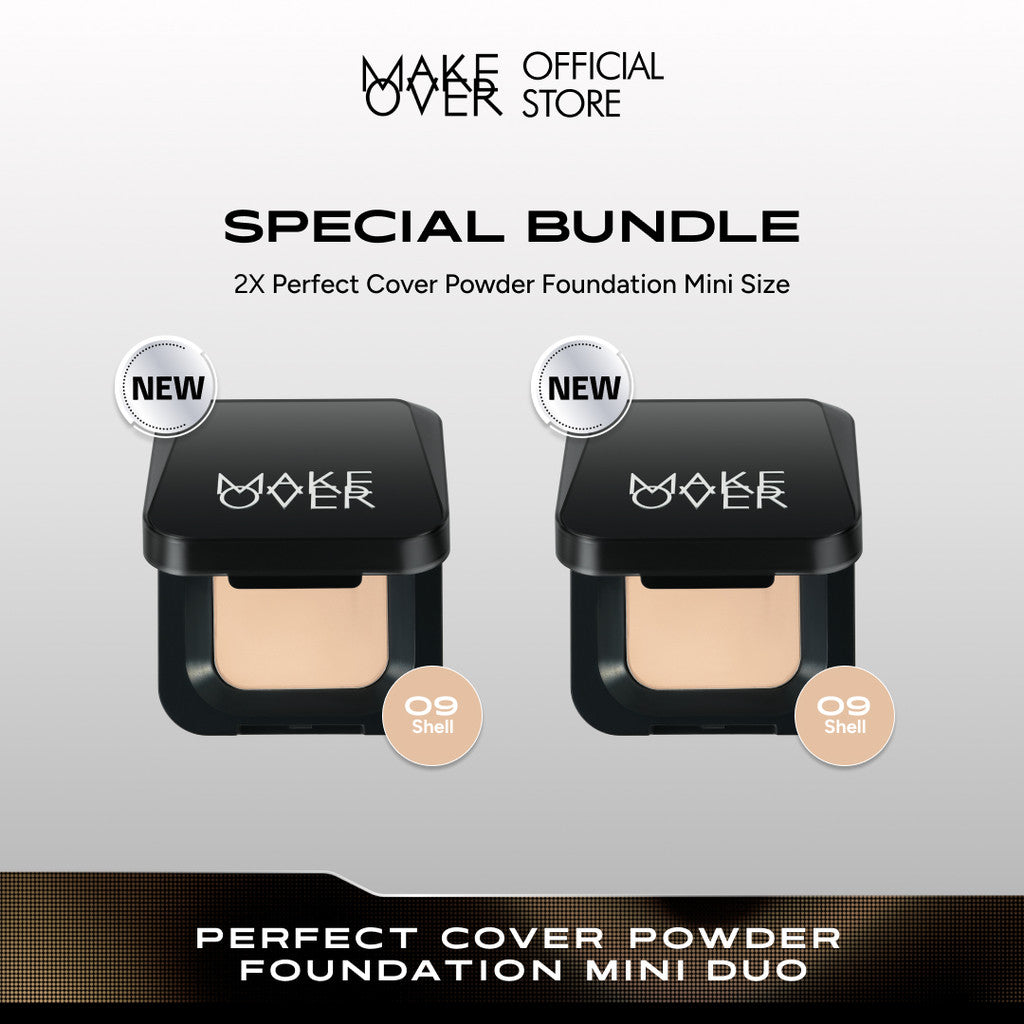 [SPECIAL 11.11] MAKE OVER Mini Duo: NEW! 2x Mini Perfect Cover Powder Foundation 4.4 g - TWC Two Way Cake Cover Melt and Blur Powder 16H Blurring Velvet Smooth Finish Bedak Padat Compact High Coverage Ringan Wajah Flawless Make Up Tahan Lama Non-Comedogen
