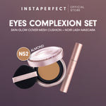 Instaperfect Eyes complexion set -  real skin high coverage complexion, healthy glow, blurring, bulu mata "jigrak", Instant lashlift (Skin glow mesh cushion + Noir lash mascara)