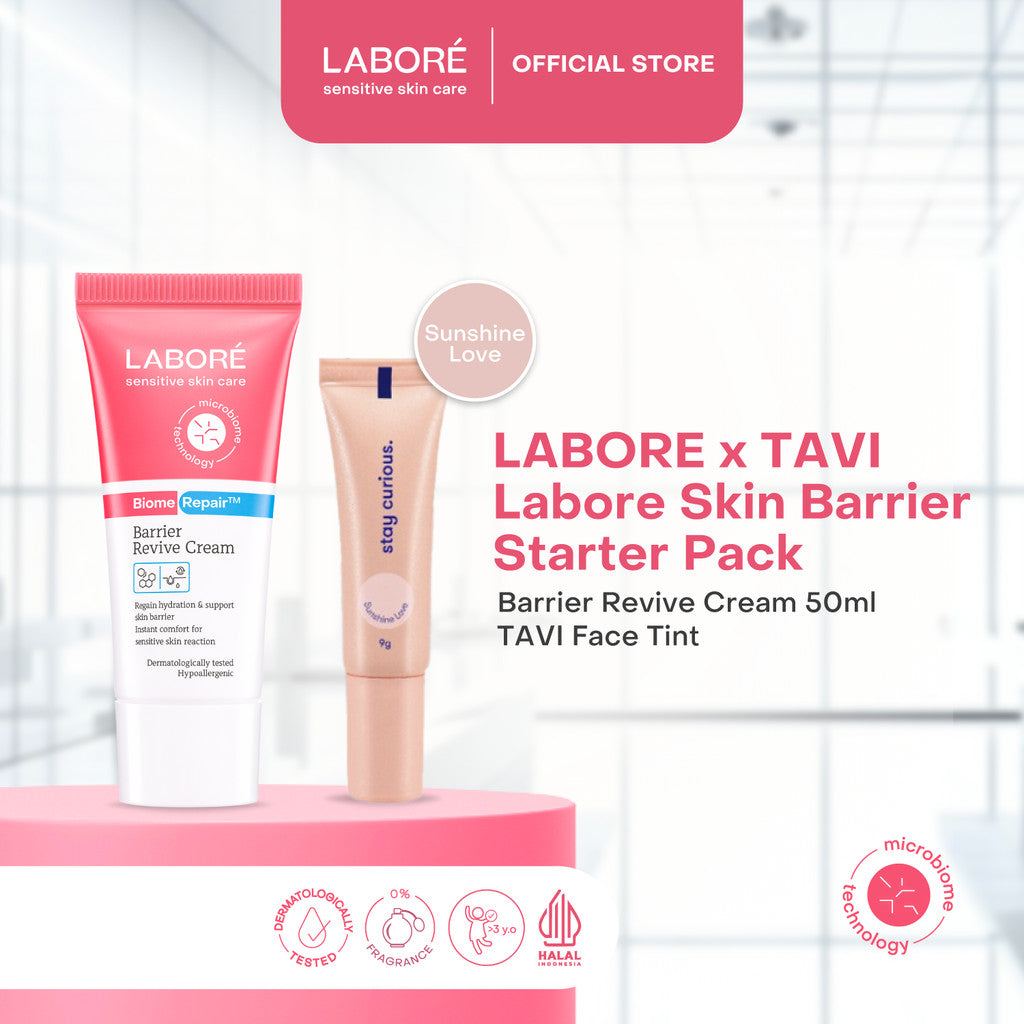 LABORE x TAVI Skin-barrier Starter Pack - LABORE Barrier Revive Cream 50 ml - TAVI 3-in-1 Color Play Face Tint - Pelembap Wajah - Moisturizer - Blush On - Pigmented - Blendable