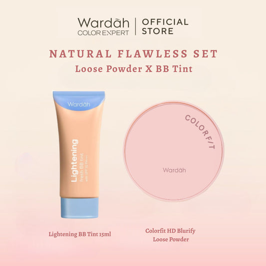 NEW! WARDAH Colorfit HD Blurify Loose Powder + WARDAH Lightening Fresh BB Tint 15ml - Base Makeup Super Ringan Habis Mandi SPF 32 PA+++ Serum Niacinamide, Flawless, Tahan Lama Air Keringat, Bedak Tabur Anak Sekolah Halus Long Lasting Oil Control - Makeup