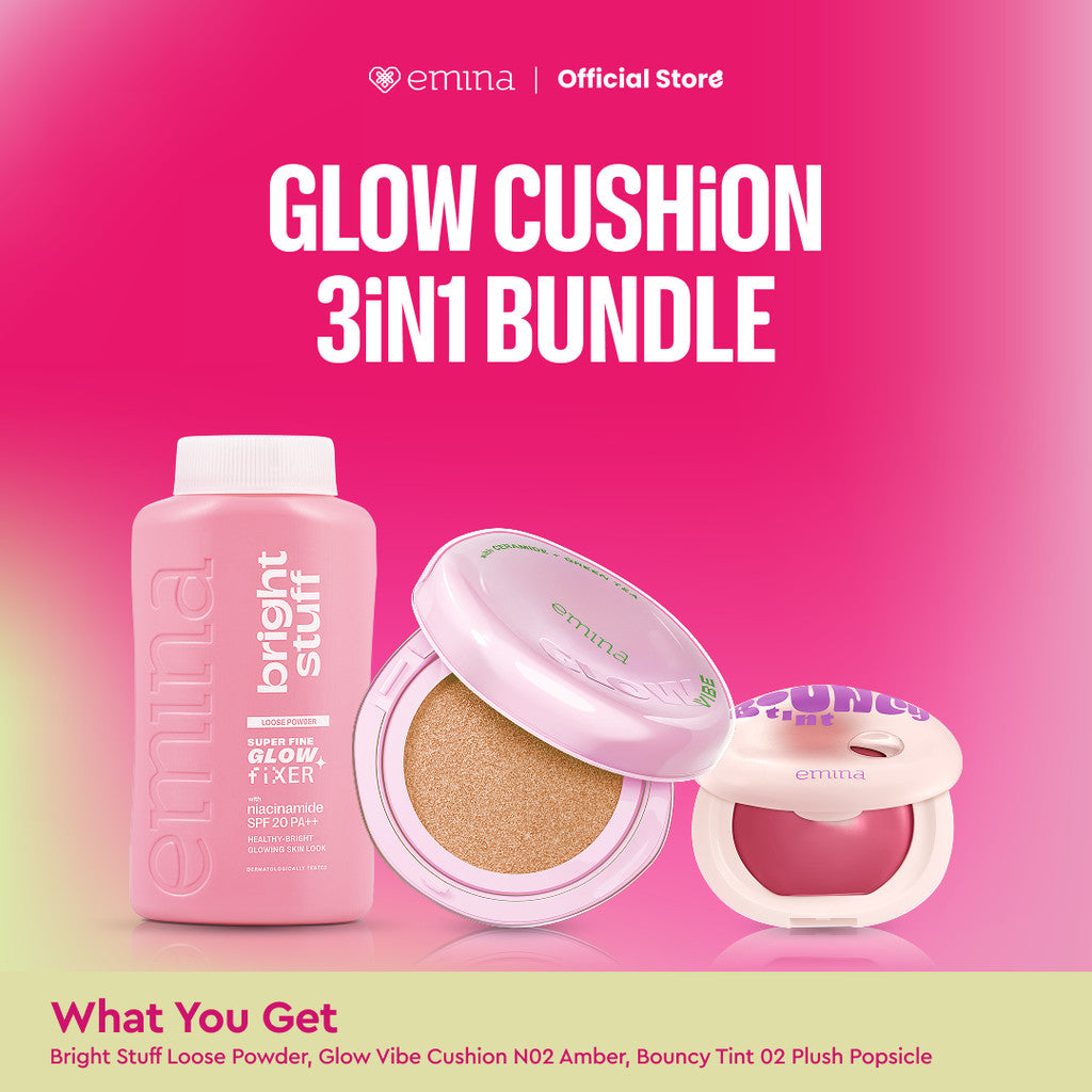 [SPECIAL 11.11] NEW! Emina Glow & Matte 3in1 Skincare Cushion SPF 50 PA++++ 13 G | Flawless Lightweight Make Up Foundation Glowing Skin Transferproof Full High Coverage Bedak Waterproof Sweatproof Dewy Moisturizer Hydrating Barrier Non-Comedogenic BB Crea