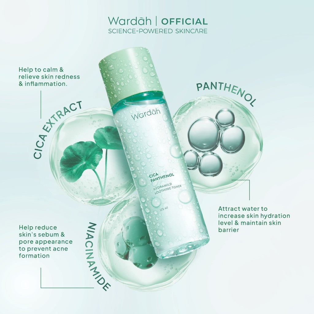 NEW! Wardah Cica Complex Panthenol Hydramild Soothing Toner 125 ml Hydrasoothe Formula Toner Wajah Facial Memudarkan Bekas Jerawat - Toner Badan - Skincare