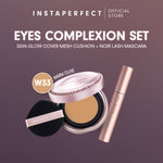 Instaperfect Eyes complexion set -  real skin high coverage complexion, healthy glow, blurring, bulu mata "jigrak", Instant lashlift (Skin glow mesh cushion + Noir lash mascara)