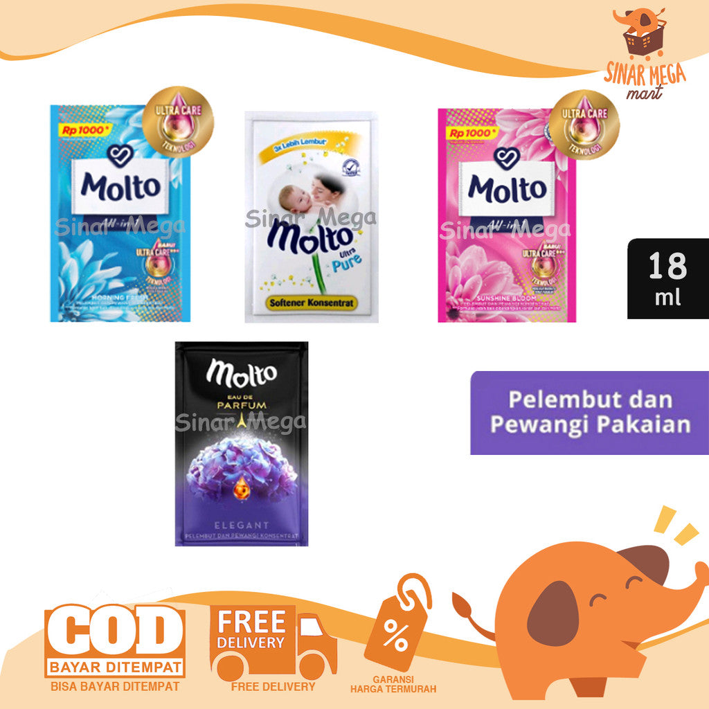 MOLTO Parfum + Protect Sachet Renceng 6 Pcs | Molto Pewangi dan Pelembut 18ml All Varian