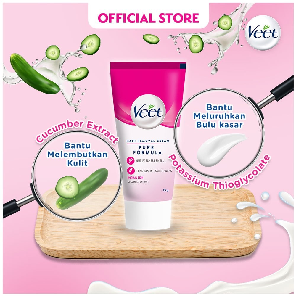 Veet Hair Removal Cream 60gr Normal Jumbo, Kulit Lembut 7 Hari
