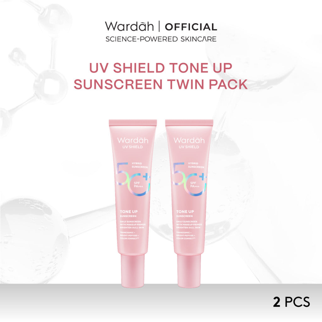 TWINPACK Wardah UV Shield Airy Smooth, Acne Calming, Aqua Fresh, Essential, Tone Up, Physical Sunscreen - Skincare