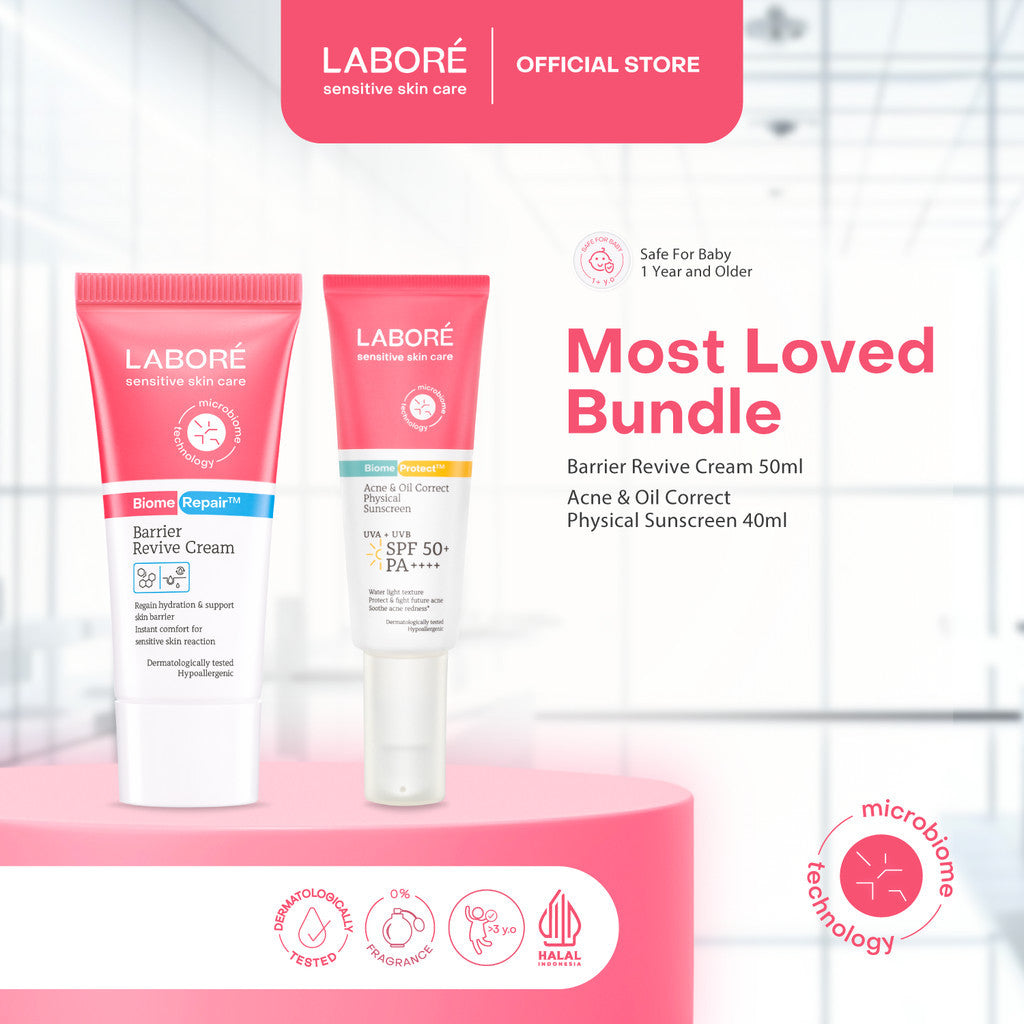 Labore Most Loved Bundle Acne Pro Edition - Moisturizer Pelembab Wajah dan Sunscreen Acne Pertama Perlindungan Terkuat dari Sinar UVA dan UVB