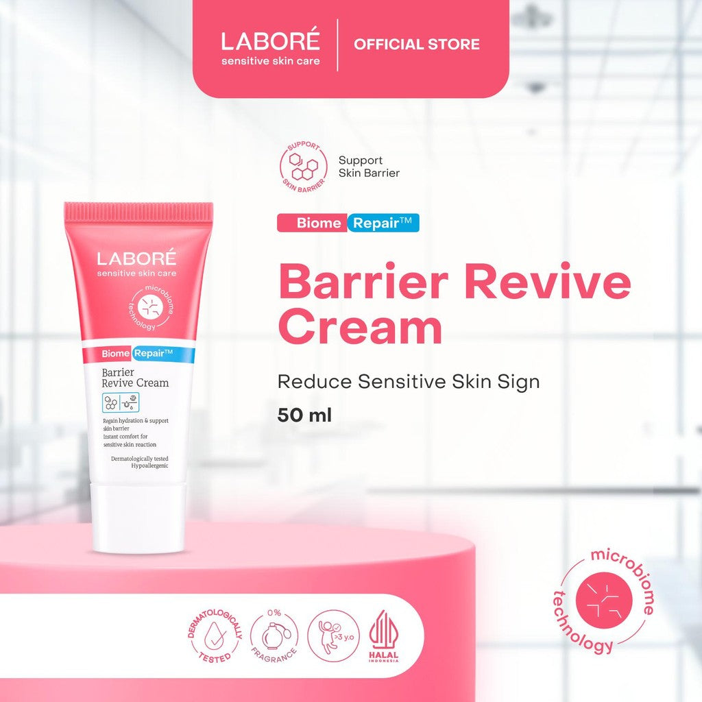 Labore Sensitive Skin Care BiomeRepair Barrier Revive Cream 50 ml - Moisturizer - Melembabkan Kulit - Pelembab Wajah - Perawatan Kulit Expert Ekspert - Facial - Day Cream Night Cream BPOM - Skincare Best Seller - Skincare Viral