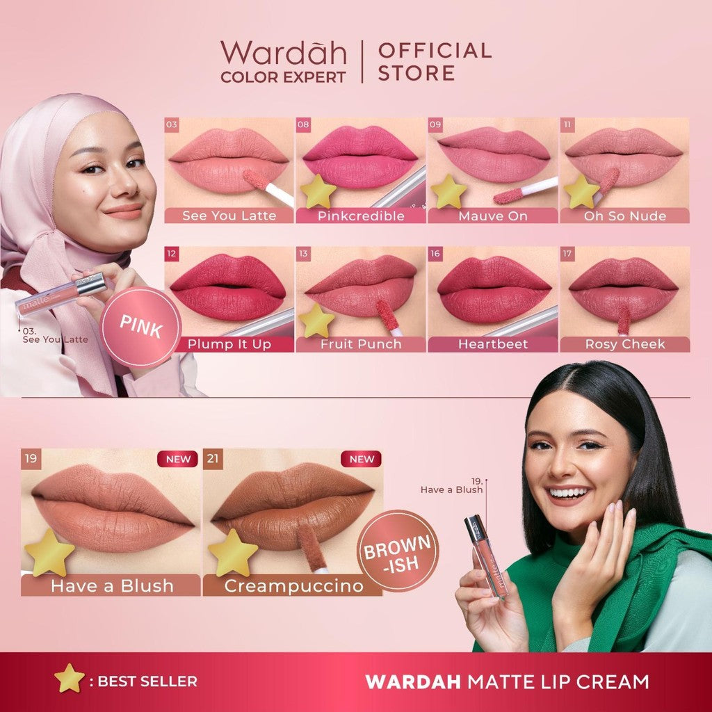 [OMBRE COVER BIBIR GELAP] WARDAH Ombre Glasting Liquid Lip + Matte Lip Cream -Lip-Stain-Lipgloss-Lipstik-Lip Matte-Lipcream-Lip Cream- Glossy Longlasting Waterproof Tahan Lama - Glaze Lip - Makeup - Liptin Anak Sekolah