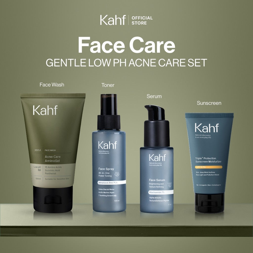 [NEW! BEBAS JERAWAT TANPA RASA KETARIK] Kahf Acne Care Amino Gel Face Wash 100 ml – Sabun Cuci Muka Pria Kulit Sensitif & Berjerawat dengan Hypochlorous Acid, Panthenol, Succinic Acid, Glycerin – Gentle Cleanser Low pH untuk Daily Use