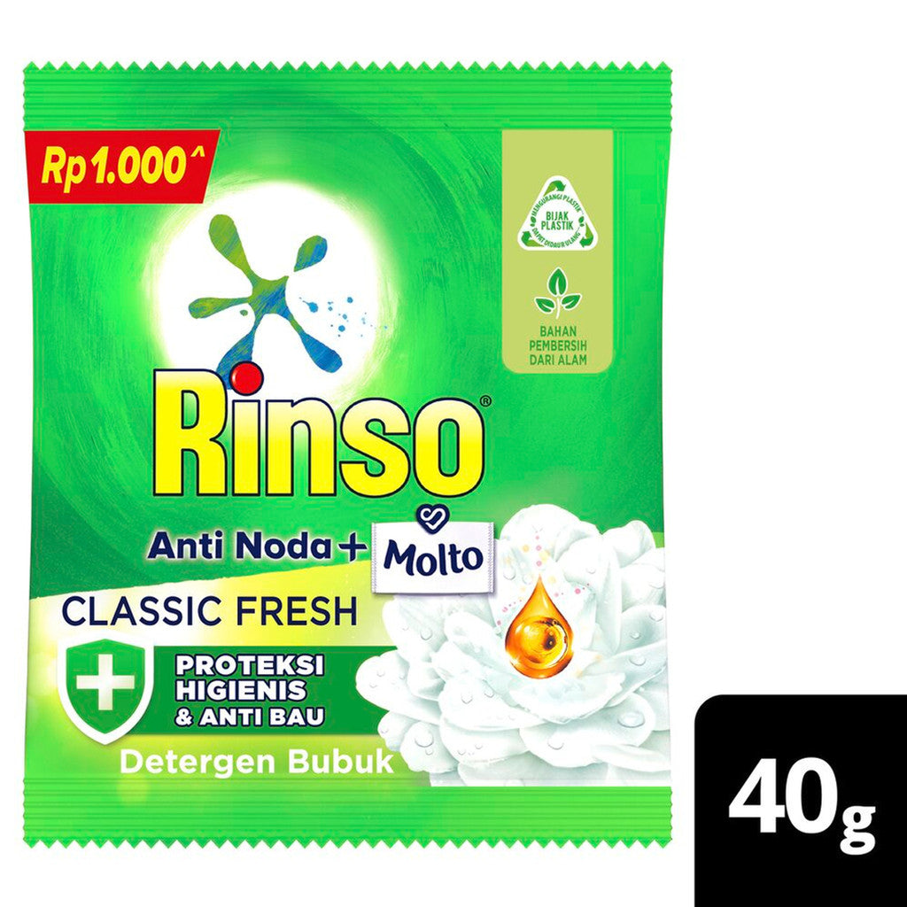 RINSO Anti Noda + Molto Powder Sachet Renceng 6 Pcs | RINSO Anti Noda, Sensi Fresh, Rinso Pure
