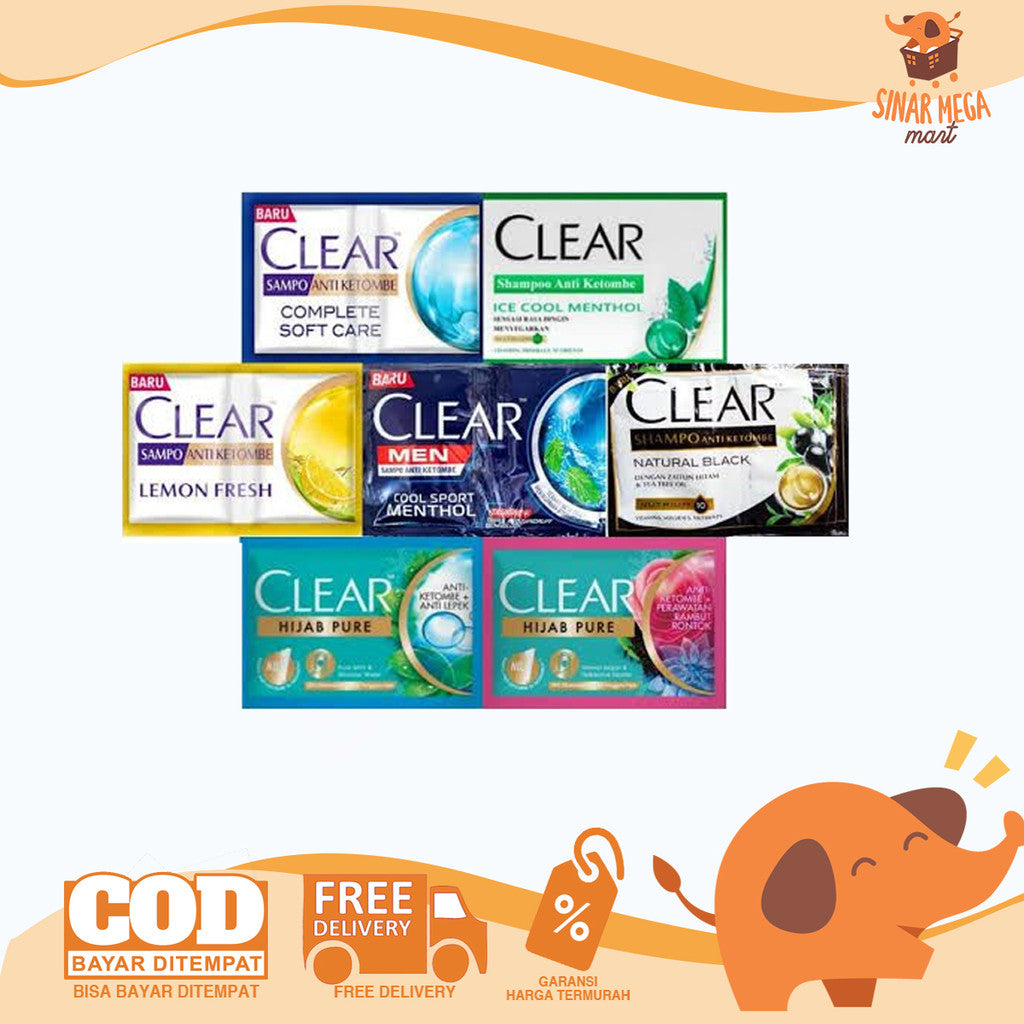 CLEAR Shampoo Sachet Renceng 12 Pcs | Shampo Clear Menthol Segar, Perawatan Komplit 10g