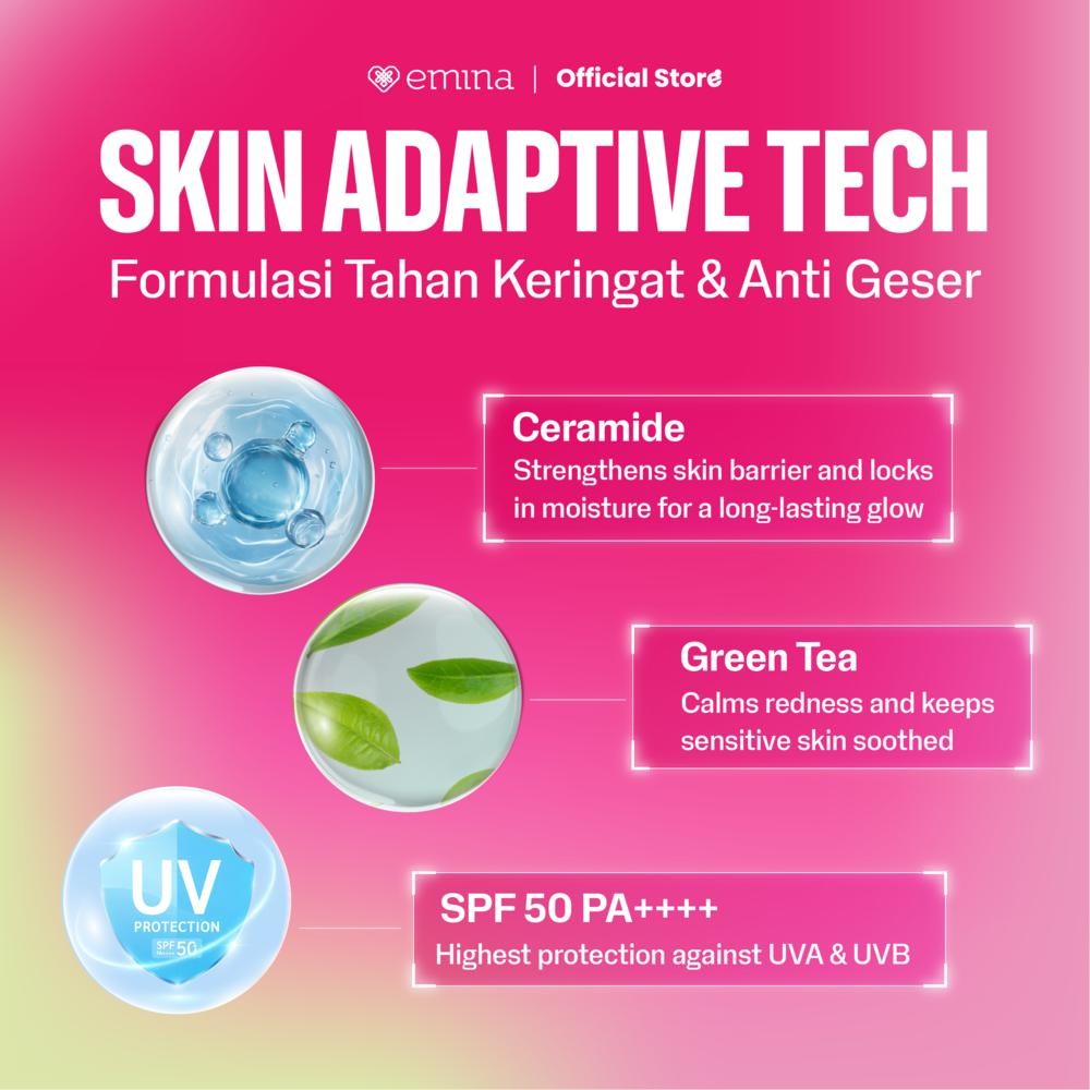 [SPECIAL 11.11] NEW! Emina Glow & Matte 3in1 Skincare Cushion SPF 50 PA++++ 13 G | Flawless Lightweight Make Up Foundation Glowing Skin Transferproof Full High Coverage Bedak Waterproof Sweatproof Dewy Moisturizer Hydrating Barrier Non-Comedogenic BB Crea