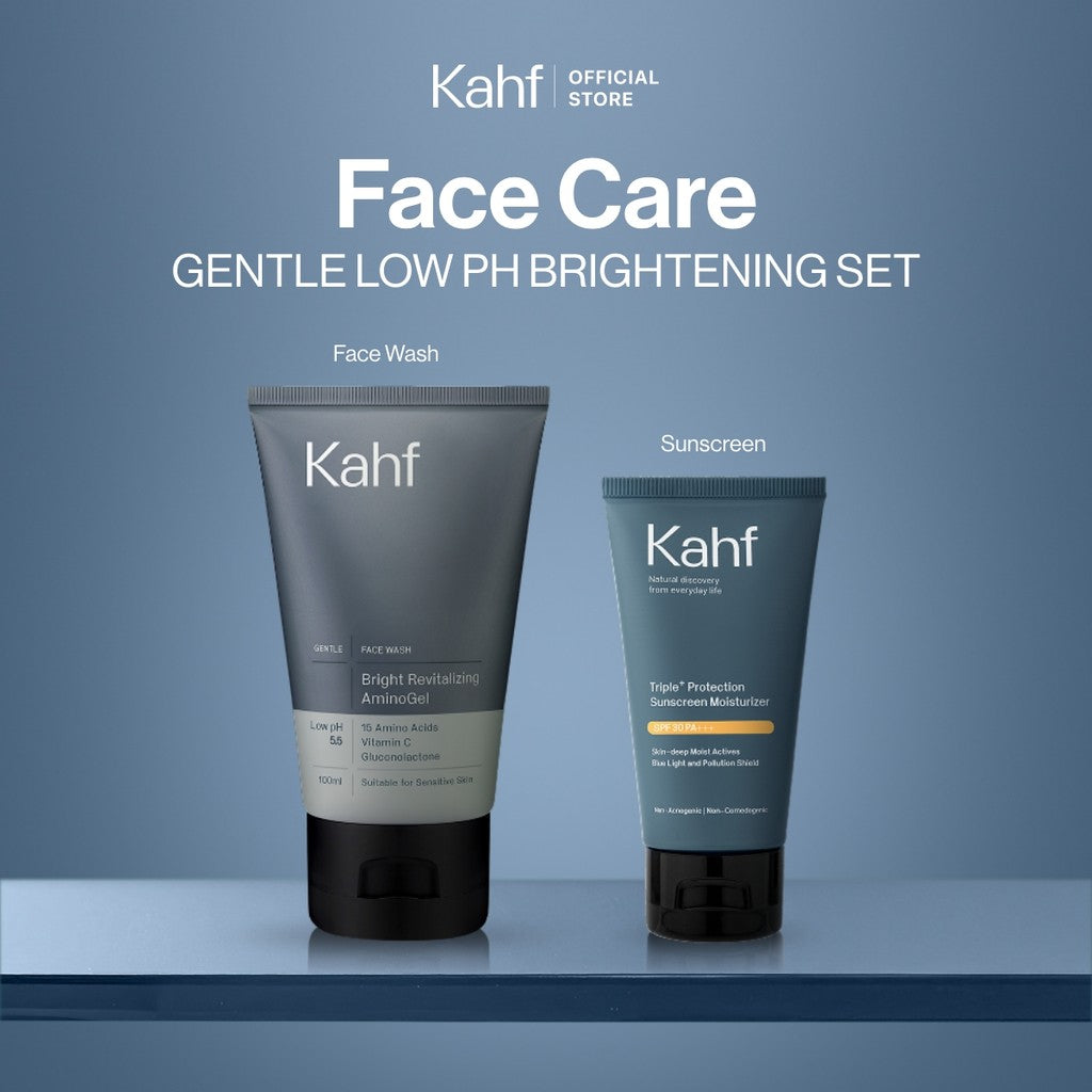 [NEW! BEBAS KUSAM TANPA BIKIN KERING] Kahf Bright Revitalizing Amino Gel Face Wash 100 ml – Sabun Cuci Muka Pria Kulit Sensitif untuk Mencerahkan Wajah dengan Vitamin C, Niacinamide, Gluconolactone, Panthenol – Gentle Cleanser Low pH for Daily Use