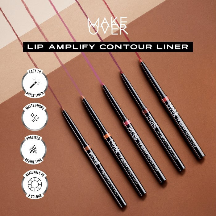 [EXCLUSIVE BUNDLE| B2G3] MAKE OVER Ombre Glassy Lips Bundle: NEW! Amplify Glass Fluid + Lip Amplify Contour Liner FREE Transferproof Matte Lip Cream - Paket Ombre Lengkap Lip Liner dan Lip Gloss Lembab Longlasting Lipstik