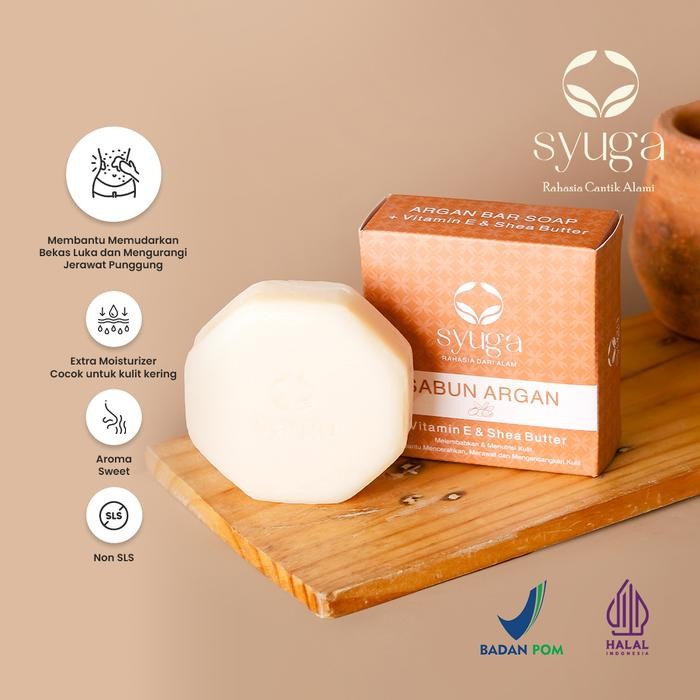 SYUGA Sabun Batang 100gr | Sabun Jerawat Punggung | Sabun Badan Wajah Mencerahkan & Melembabkan