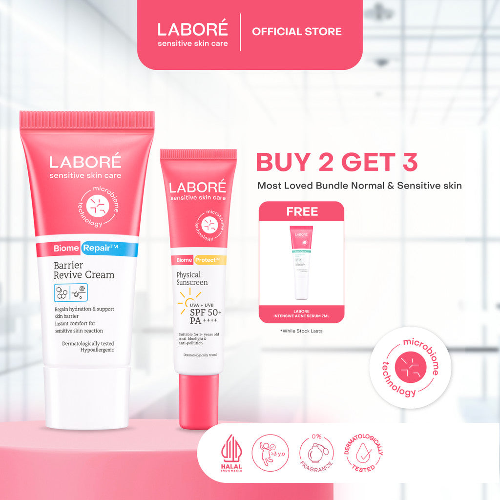 Labore Most Loved Bundle For Normal and Sensitive Skin (Reguler Big-Size) - Moisturizer Pelembab Wajah dan Perlindungan dari Sinar UVA dan UVB Big Size
