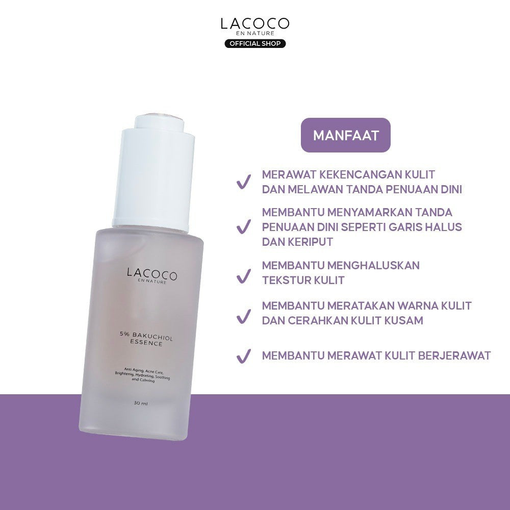 [SPECIAL PRICE] Lacoco 5% Bakuchiol Essence 30ml Retinol Alami Anti Aging/Menyamarkan tampilan garis halus dan kerutan