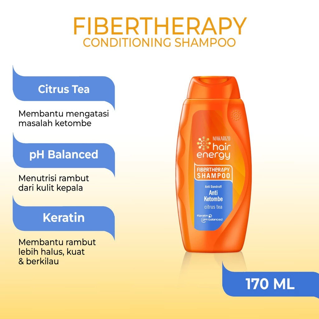 BUY 1 GET 1 - Makarizo Hair Energy Fibertheraphy Shampoo Anti Dandruff Citrus Tea 170mL FREE Creambath Kiwi Extract 60 gr