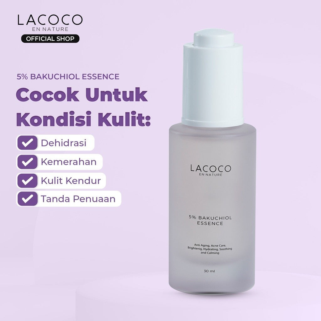 [SPECIAL PRICE] Lacoco 5% Bakuchiol Essence 30ml Retinol Alami Anti Aging/Menyamarkan tampilan garis halus dan kerutan
