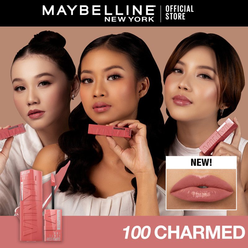 [4 NEW SHADES MILK TEA LIMITED EDITION] MAYBELLINE OFFICIAL Superstay Vinyl Ink 4.2 ml - Shiny Pigmented Liquid Lipstik Lipstick Make Up Lipcream Longlasting Waterproof Tahan Lama 16 Jam Lipstik Lipgloss Lipbalm Liptint