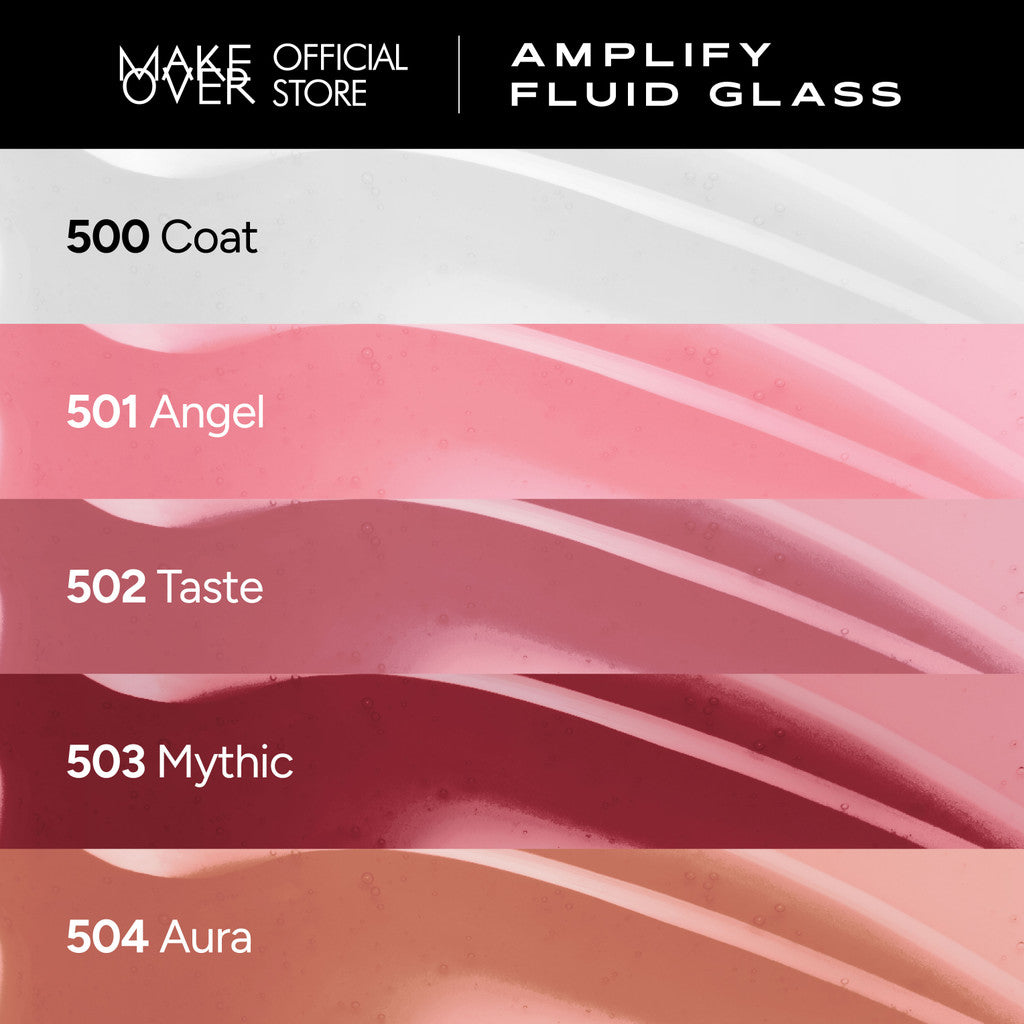 MAKE OVER Powder and Glass: Powerstay 24H Matte Powder Foundation + NEW! Amplify Glass Fluid - Paket Lengkap Bedak Padat High Coverage dan Lip Gloss Pigmented