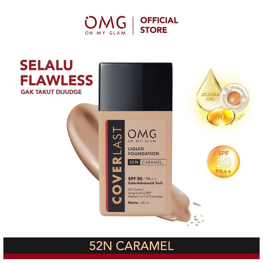 OMG Coverlast Liquid Foundation Oh My Glam Alas Bedak Cair 25ml Tahan Lama