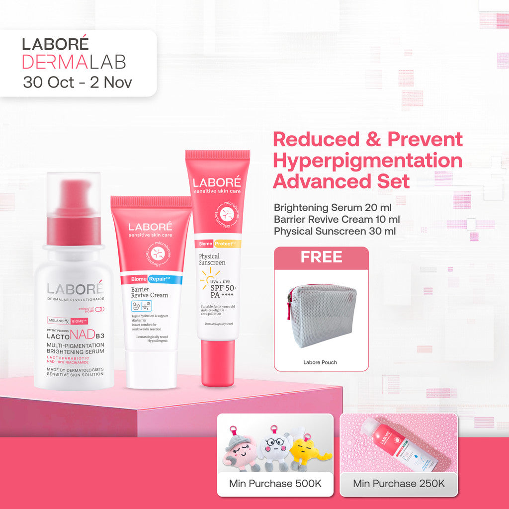 [DERMALAB REVOLUTIONAIRE] Reduced & Prevent Hyperpigmentation Set - Brightening Serum 20 ml | Barrier Revive Cream 10 ml | Physical Sunscreen SPF 50+ PA++++ 30 ml - Moisturizer - Sunscreen - Mencerahkan - Menghilangkan Bekas Jerawat & Flek Hitam
