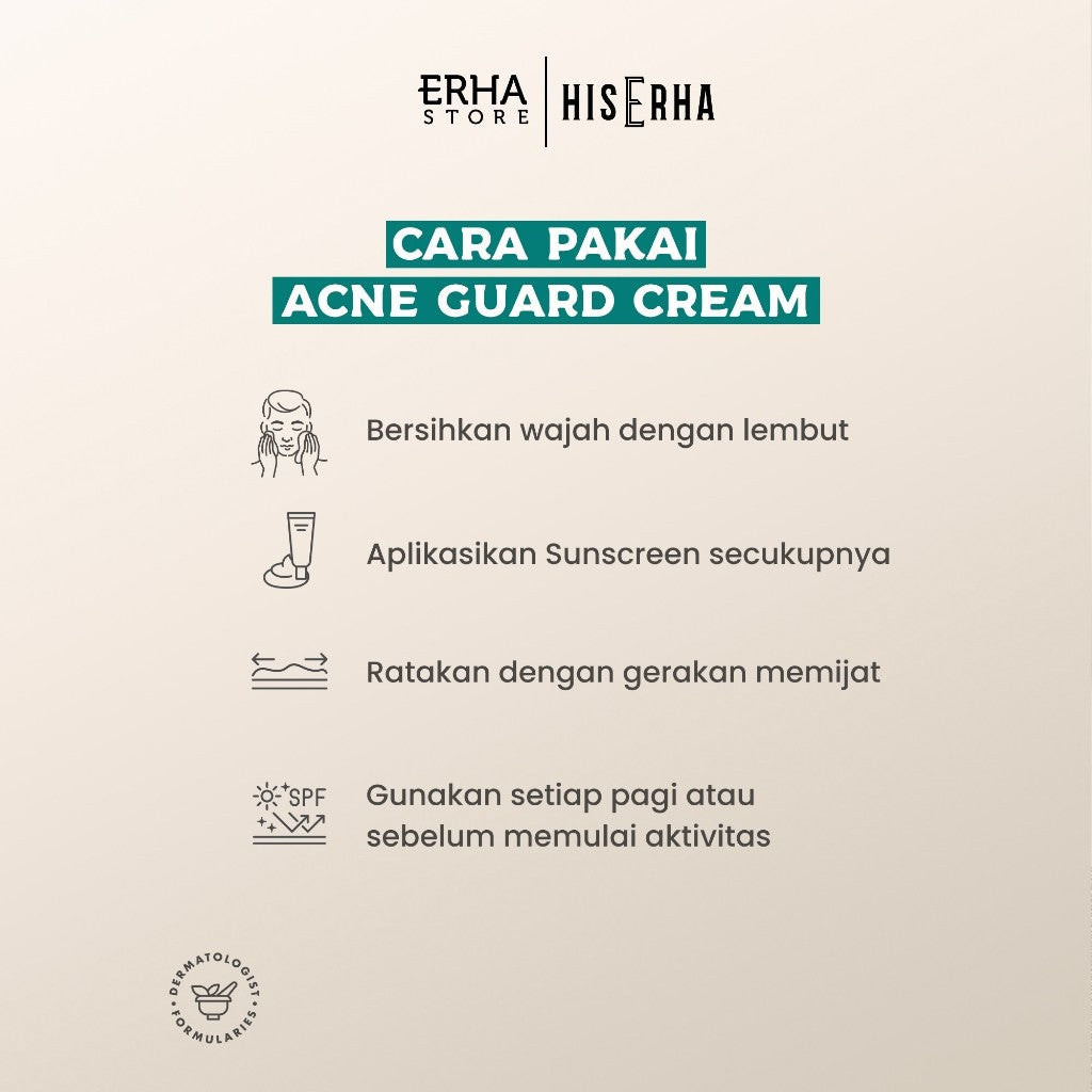 [Clearance Sale] is Erha Acne Guard Cream 20g – Sunscreen Pelembap Wajah Pria SPF30/PA+++