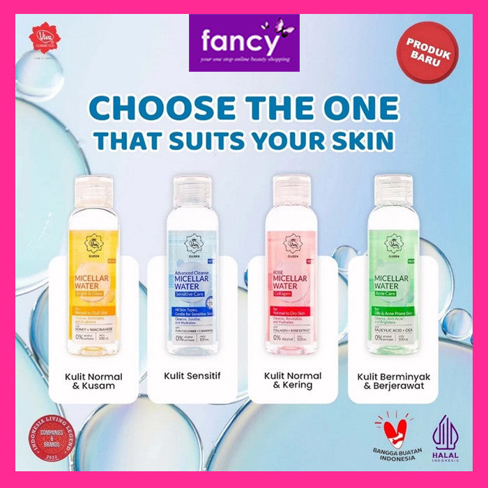 Viva Queen Micellar Water 100ml – Bright Glow / Acne Care / Sensitive Care / Rose Collagen – Gentle Makeup Remover