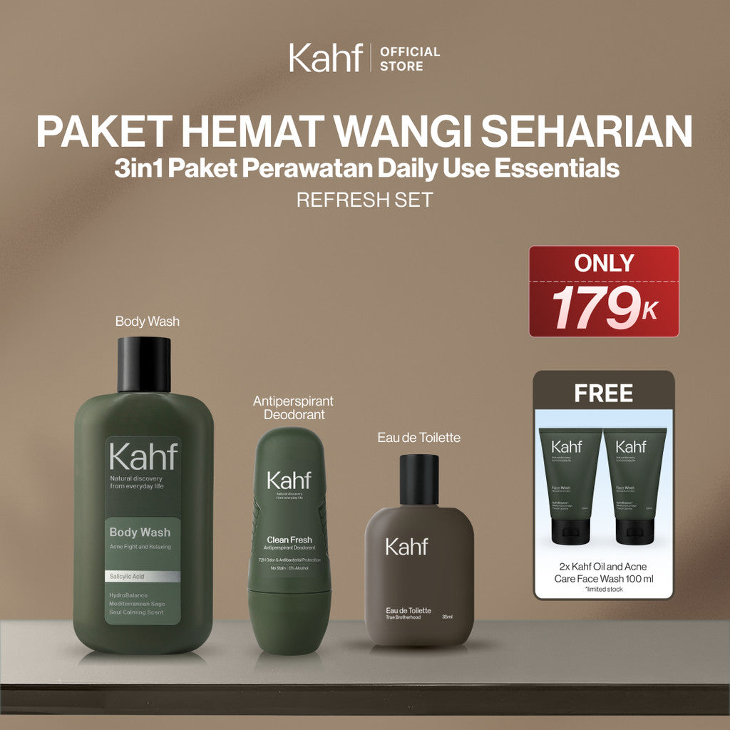 [KAHF BUNDLE 3IN1 PAKET PERAWATAN DAILY WANGI & FRESH SEHARIAN] Paket Personal Care (Body Wash + Deodorant + Eau de Toilette) - Suitable for Daily Use