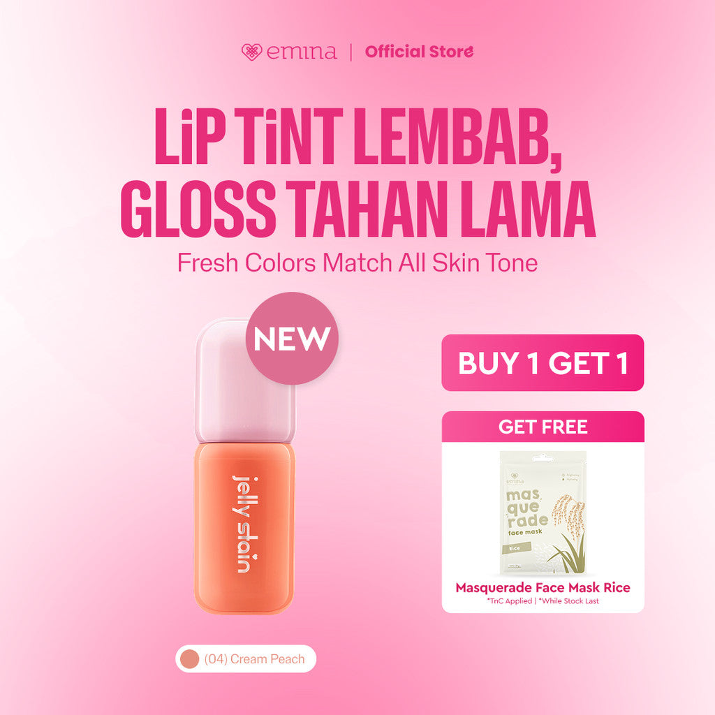 [BUY 1 GET 1] Emina Jelly Stain FREE Sheetmask - Lip Tint Korea Glossy Ombre Tahan 12 Jam Ringan Longlasting Transferproof SPF 25 Vitamin E Makeup Lip Stain Lembab Lipgloss Lip Matte Lipstick Lip Care Anak Sekolah