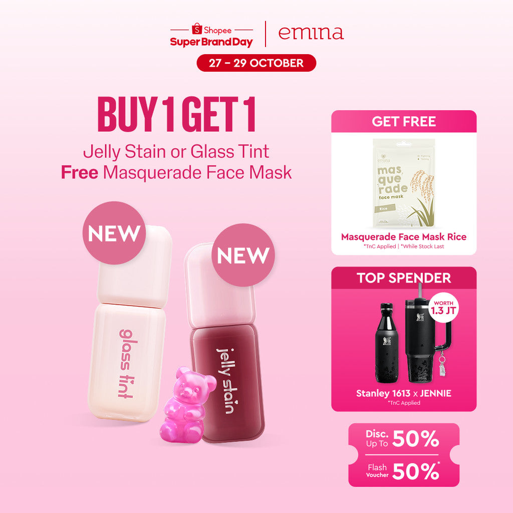 [BUY 1 GET 1] Emina Jelly Stain FREE Sheetmask - Lip Tint Korea Glossy Ombre Tahan 12 Jam Ringan Longlasting Transferproof SPF 25 Vitamin E Makeup Lip Stain Lembab Lipgloss Lip Matte Lipstick Lip Care Anak Sekolah