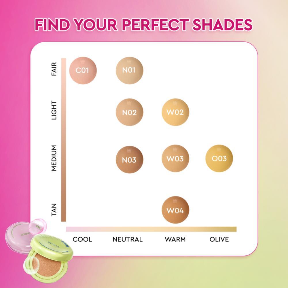 [BUY 1 GET 1] Emina Glow 3in1 Skincare Cushion SPF 50 PA++++ 13 G FREE Poppin Matte | Flawless Lightweight Make Up Foundation Glowing Skin Transferproof Full High Coverage Bedak Waterproof Sweatproof Dewy Moisturizer Non-Comedogenic