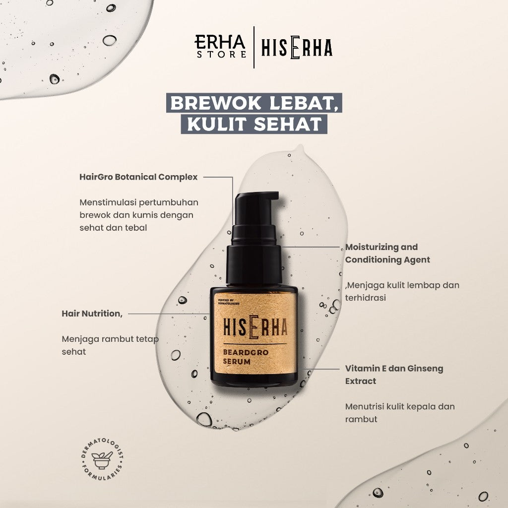 [Clearance Sale] HIS ERHA Beardgro Serum 20 ml - Serum Penumbuh & Perawatan Brewok Pria
