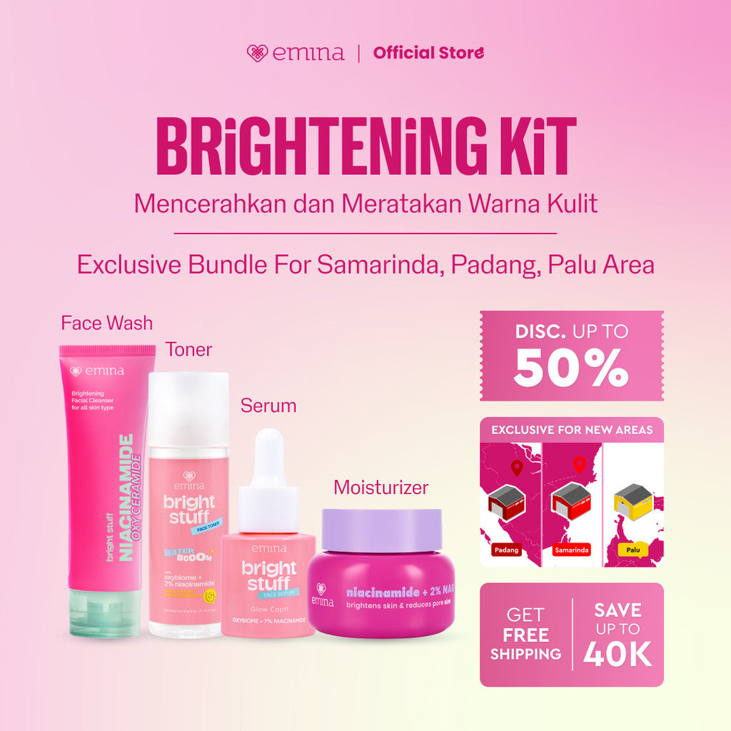 [SPECIAL NEW WAREHOUSE] Emina 4pcs Bundle 4in1 Paket skincare Moisturizer Serum Face Wash - GLOWING KIT ACNE KIT Dark Spot Bright Barrier Set