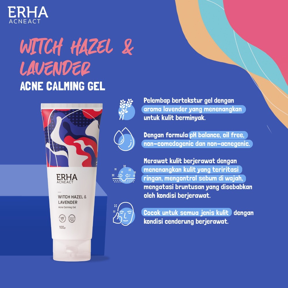 [Clearance Sale] ERHA Acneact Witch Hazel & Lavender Acne Calming Gel 100g - Pelembab Wajah