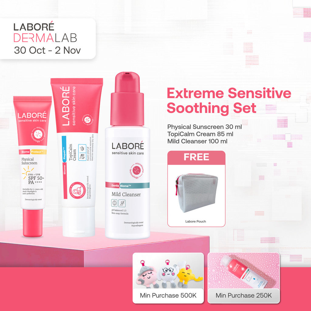 [DERMALAB REVOLUTIONAIRE] Extreme Sensitive Soothing Set - Physical Sunscreen SPF 50+ PA++++ 30 ml |  TopiCalm Cream 85 ml | Mild Cleanser 100 ml - Sunscreen - Moisturizer - Cleanser - Sabun Wajah - Ringan - Mudah Menyerap - Melembapkan - Lembut