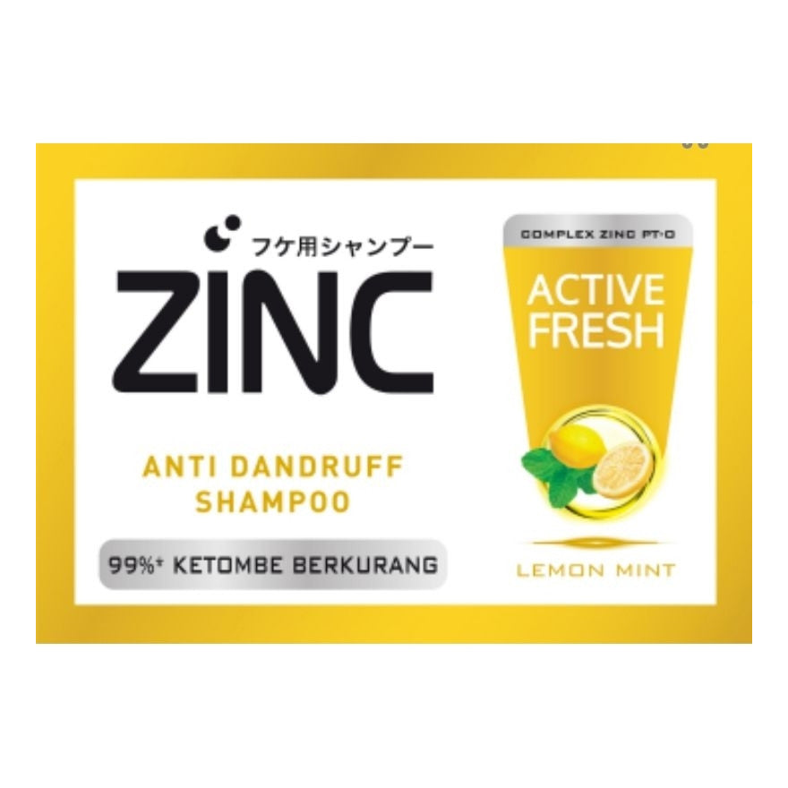 ZINC Shampoo Hijab Sachet 10ml Sachet Renceng 12 Pcs | Shampo Zinc Perawatan Rambut, Active Fresh