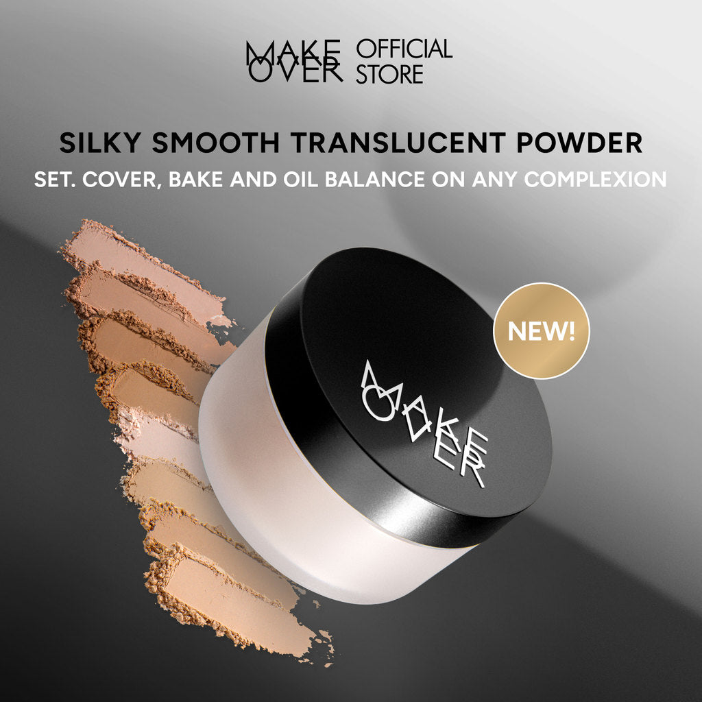 MAKE OVER Seserahan Bundle: Hydrastay Prismatic Glass Cushion + Silky Smooth Translucent Powder + Glazed Lock Lip Pigment FREE Eye Shadow Palette