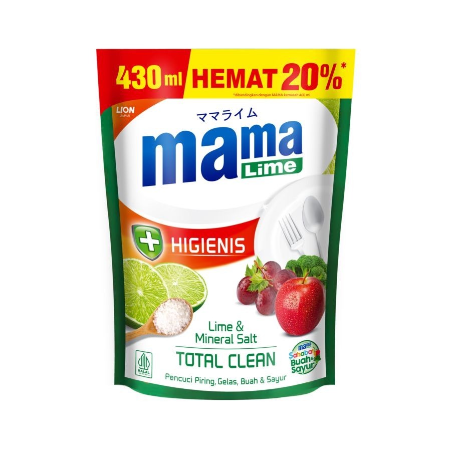 Mama Lemon Lime Sabun Cair Cuci Piring Buah dan Sayur Pouch Besar 430ML / 680ML