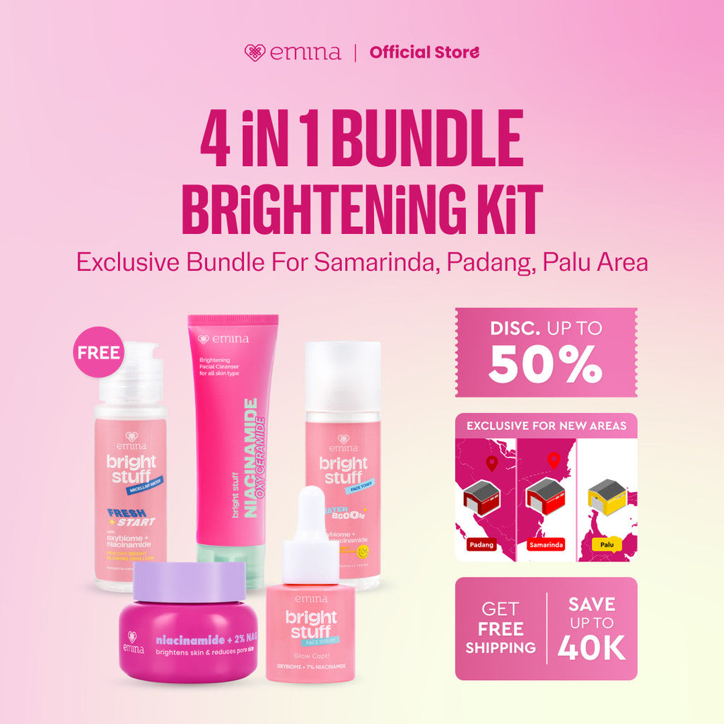[SPECIAL NEW WAREHOUSE] Emina 4pcs Bundle 4in1 Paket skincare Moisturizer Serum Face Wash - GLOWING KIT ACNE KIT Dark Spot Bright Barrier Set