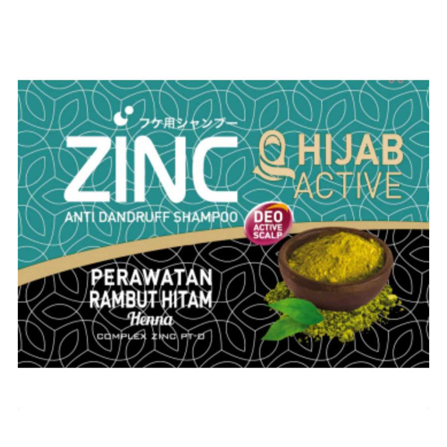 ZINC Shampoo Hijab Sachet 10ml Sachet Renceng 12 Pcs | Shampo Zinc Perawatan Rambut, Active Fresh