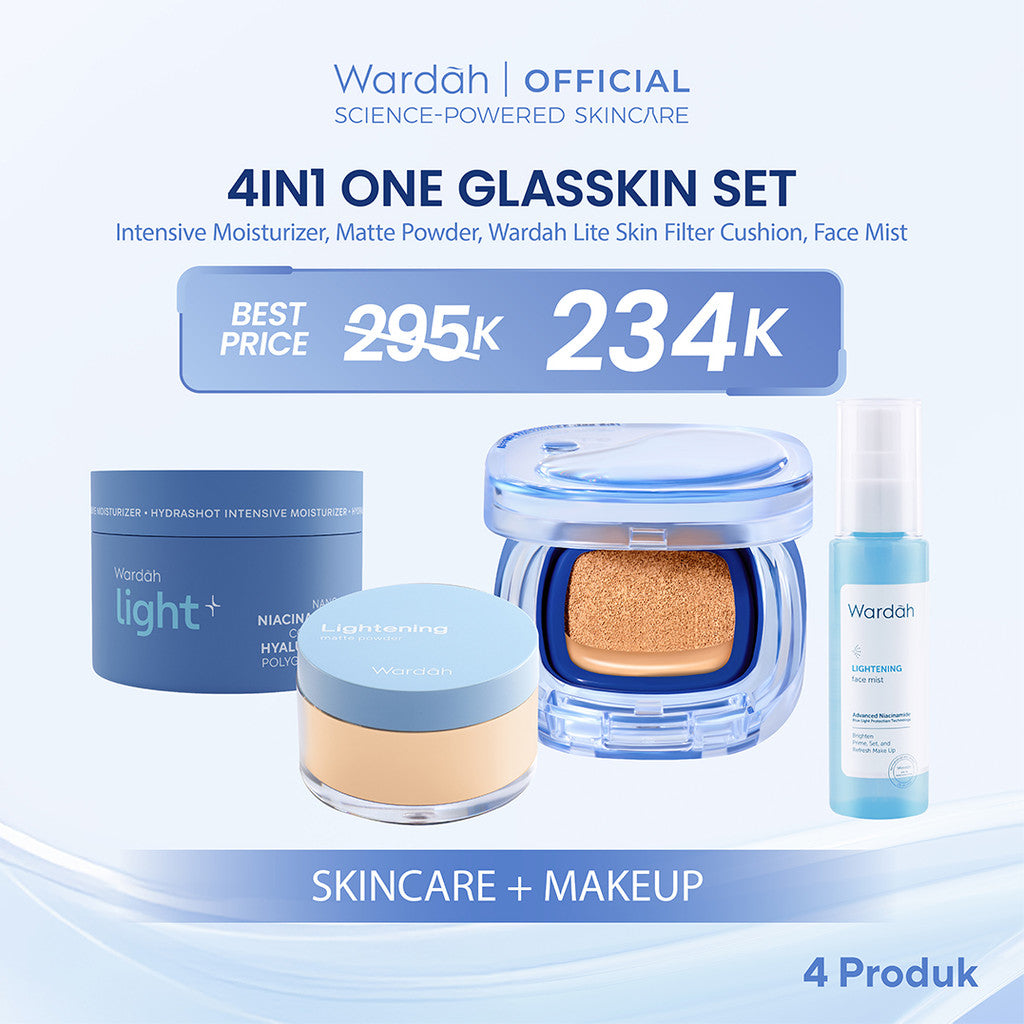 [NEW BUNDLE] Wardah Lite Skin Filter Cushion 11 g - Makeup Ringan Tahan 8 Jam Flawless Coverage Powder Foundation Glad Setting BB Cream Soft Satin & Glow | Two Way Cake, Loose Powder, Micellar Water, Airbrush Lip Tint | Light+ | Light Plus | Lightplus
