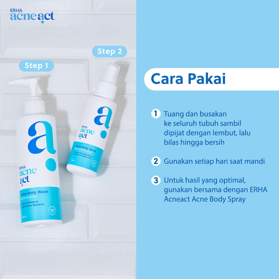 ERHA Acneact Body Wash BHA & Mugworth 240 ml - Sabun Badan Jerawat Punggung | BHA | Sulfur