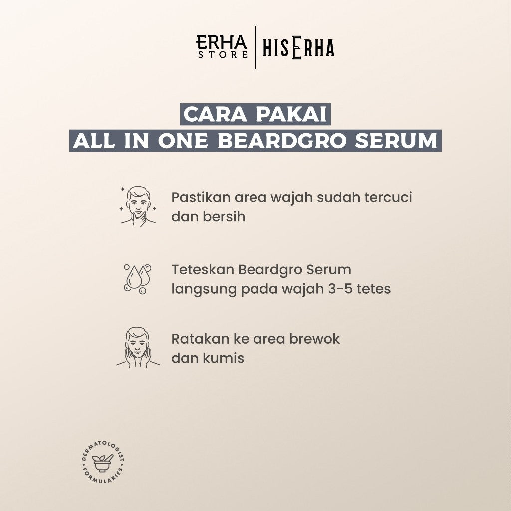 [Clearance Sale] HIS ERHA Beardgro Serum 20 ml - Serum Penumbuh & Perawatan Brewok Pria