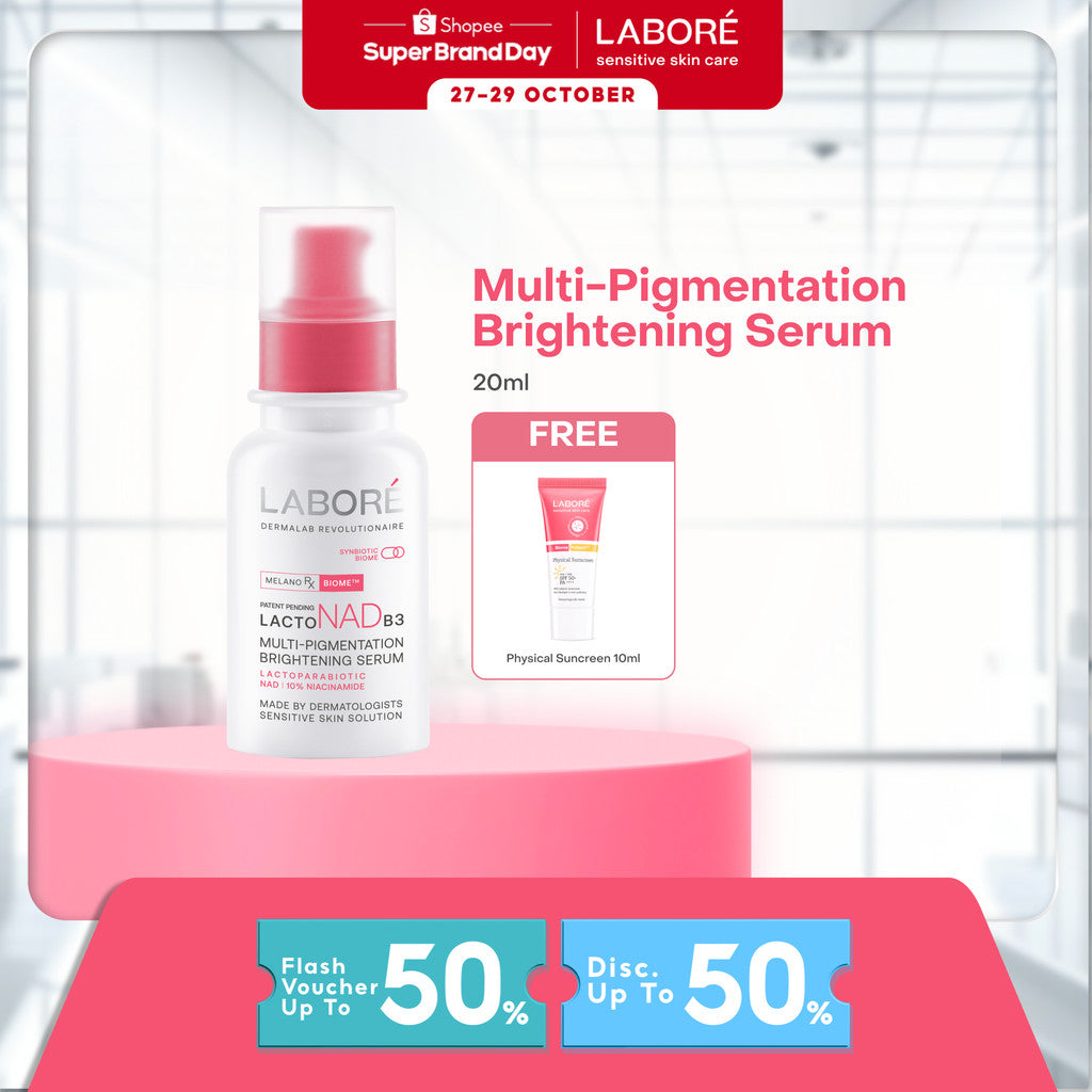 B1G1 - LABORE Brightening Set Duo - LABORE Multi-Pigmentation Brightening Serum 20 ml | LABORE Physical Sunscreen 10 ml - Serum Pencerah - Menghilangkan Bekas Jerawat dan Flek Hitam - Sunscreen - Tabir Surya - Mudah Menyerap